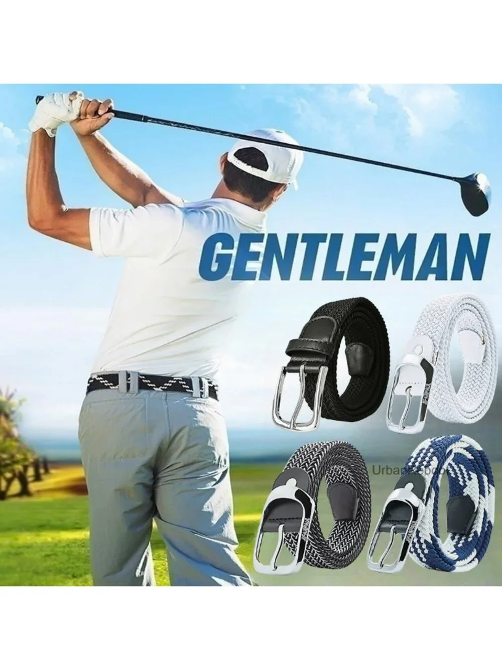 No Hole Elastic Braided Belt Stretch Adjustable Casual Golf